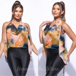 Drape & Dazzle Open Back Top - Navy